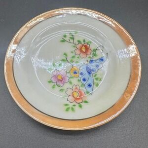 Vintage Made in Japan Hand‑Painted Butterfly Floral Trinket Dish 4.5″ Decorative
